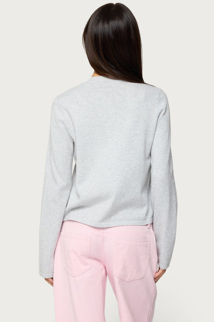 Jenie Split Front Knit Cardigan - Gray Melange