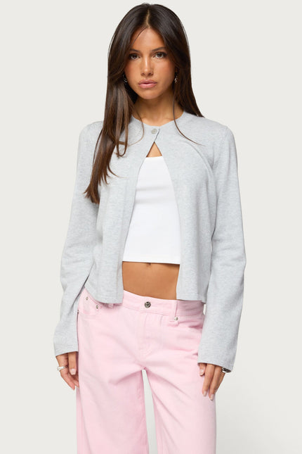 Jenie Split Front Knit Cardigan - Gray Melange