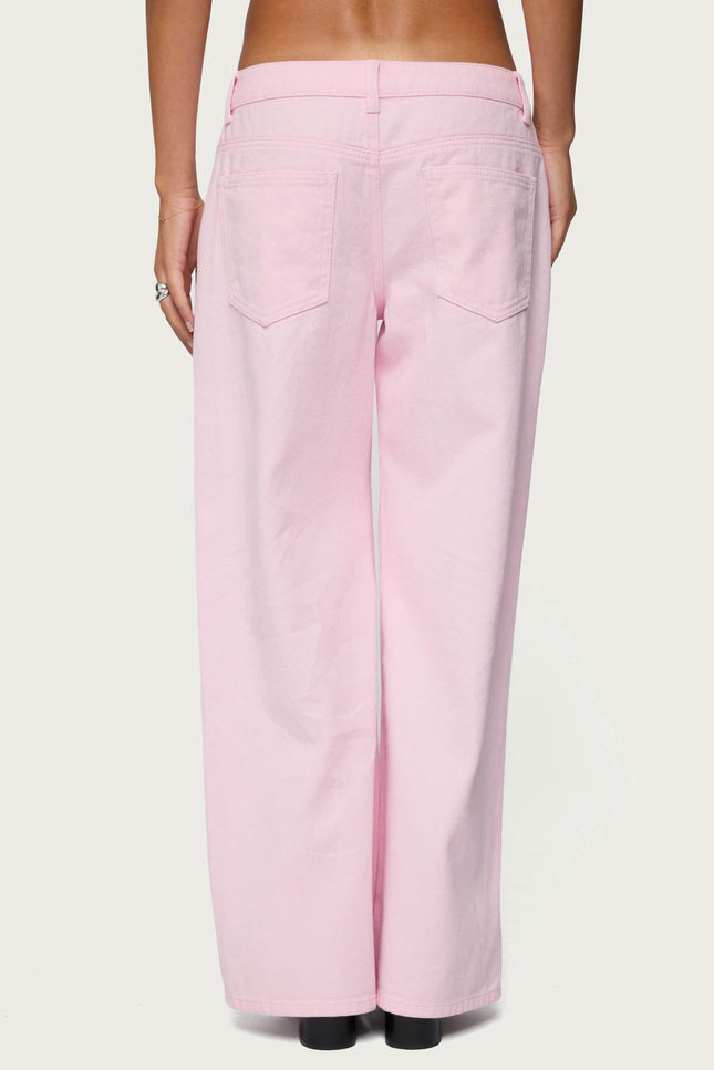 Petite Roman Low Rise Baggy Jeans - Pink