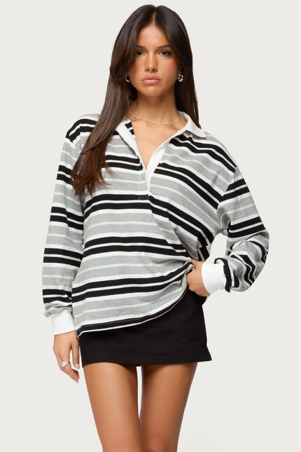 Renya Striped Rugby Shirt - Gray