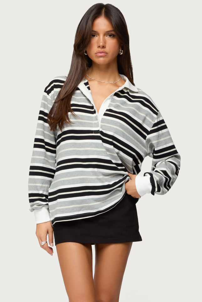 Renya Striped Rugby Shirt - Gray