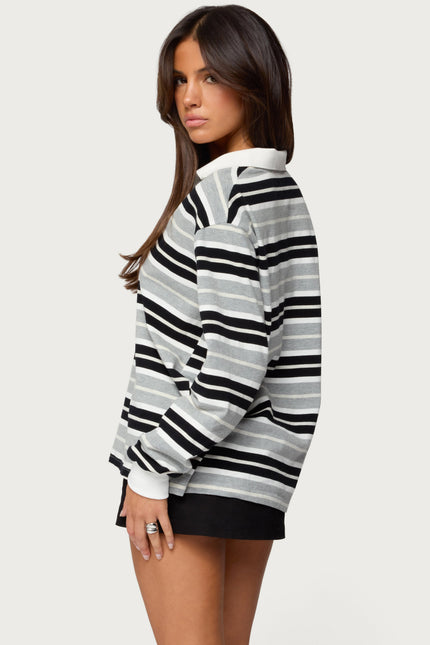 Renya Striped Rugby Shirt - Gray