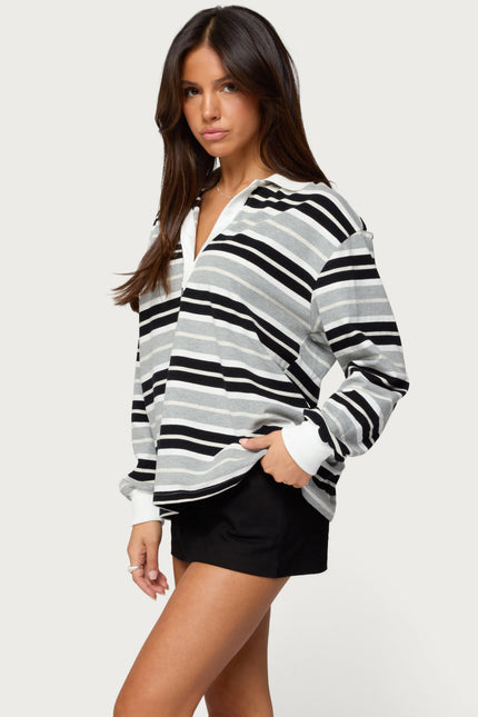 Renya Striped Rugby Shirt - Gray