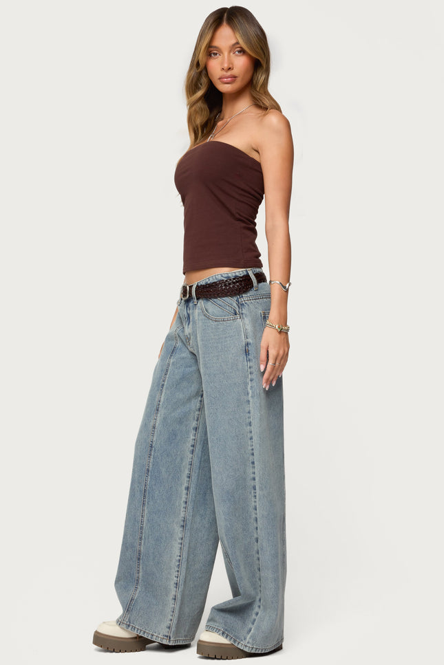 Built In Bra Tube Top - Brown