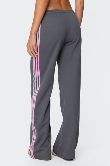 Averie Contrast Striped Sweatpants - Gray