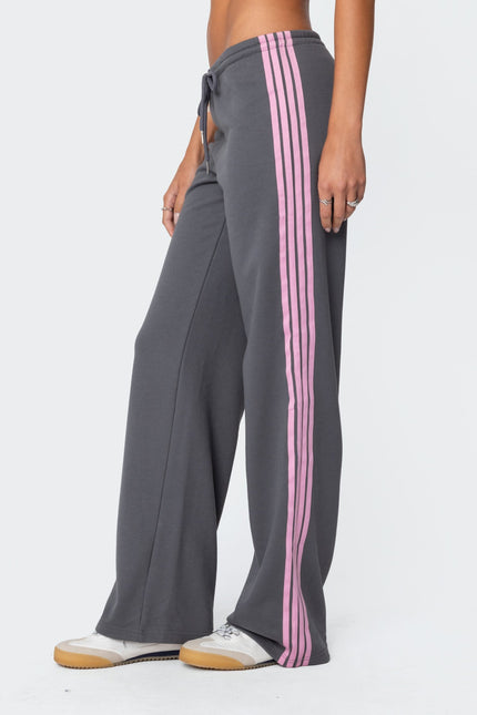 Averie Contrast Striped Sweatpants - Gray