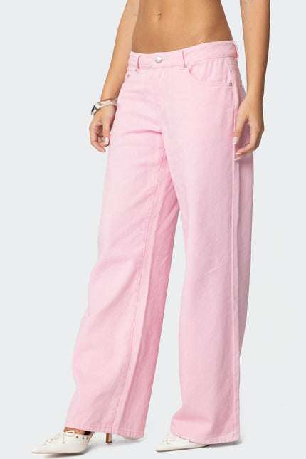 Roman Low Rise Baggy Jeans - Pink