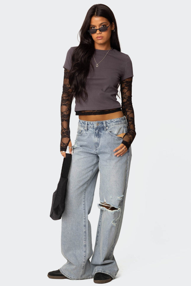 Adam Distressed Low Rise Baggy Jeans