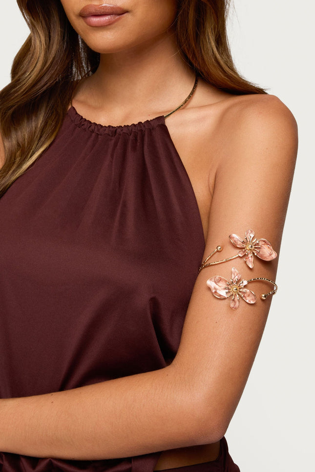 Blush Flower Arm Cuff - Brown