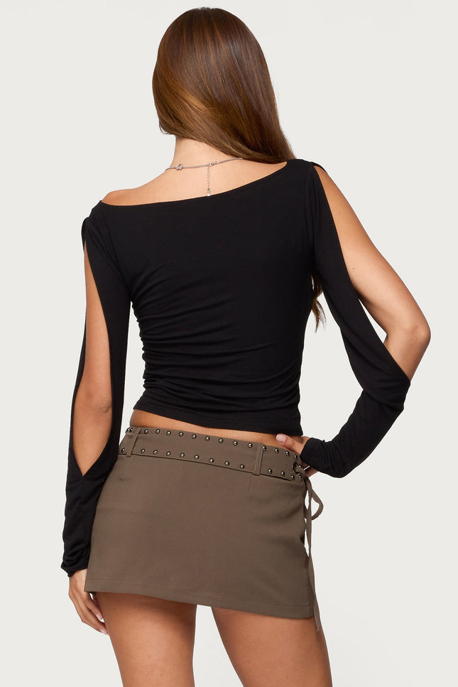 Cade Cutout Sleeves Boat Neck Top