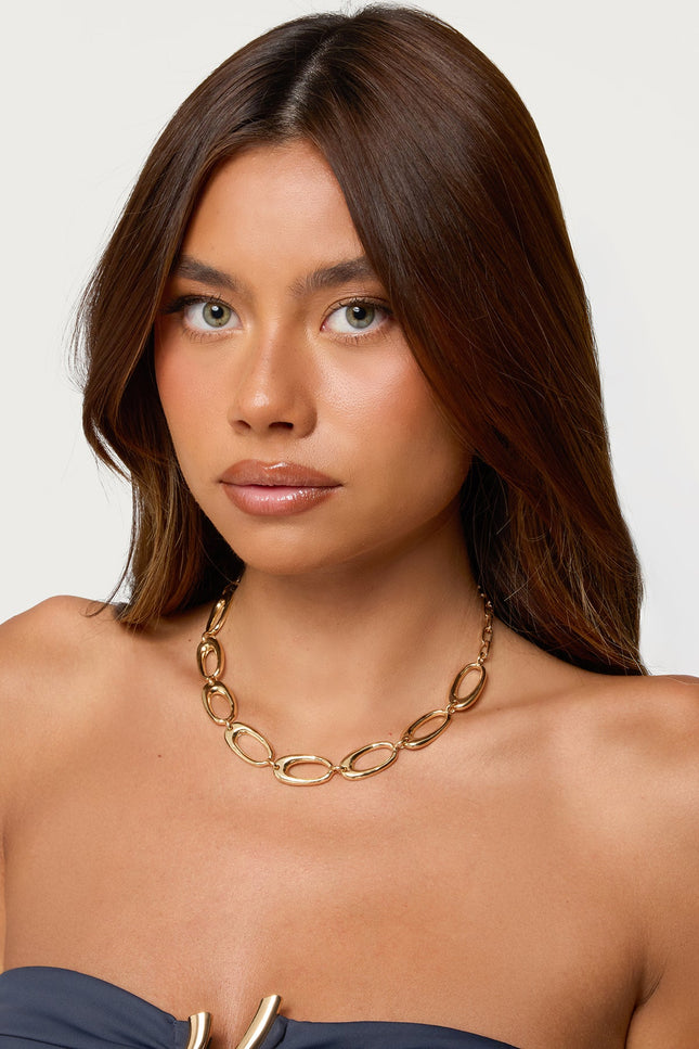 Oval Chain Necklace - Gold
