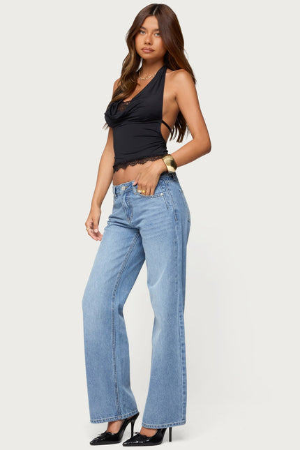 Holly Low Rise Straight Leg Jeans - Light Blue