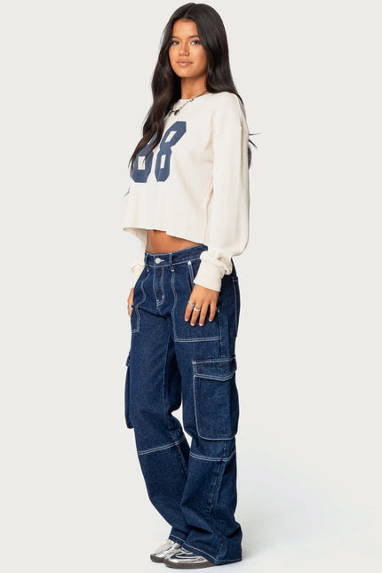 88 Waffle Long Sleeve T Shirt - Cream