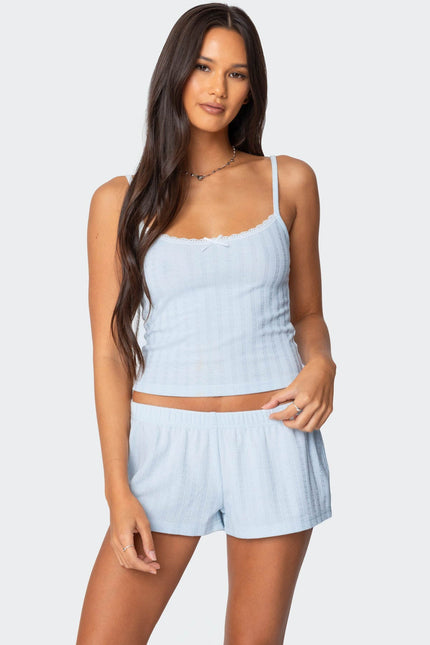 Irene Pointelle Tank Top - Light Blue