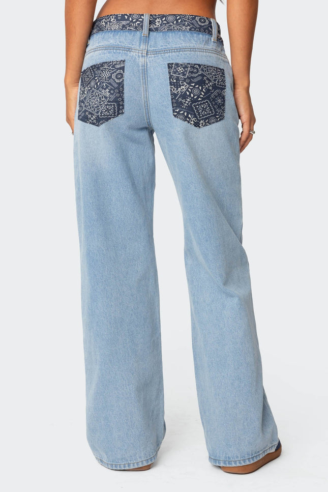 Bandana Bliss Low Rise Baggy Jeans