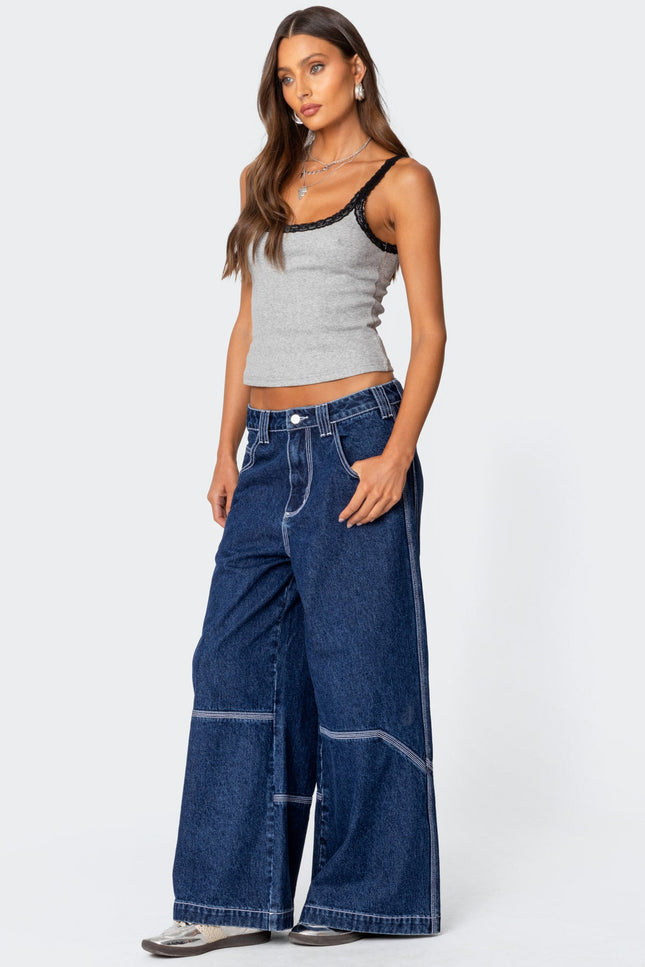 Jude Lacey Ribbed Tank Top - Gray Melange