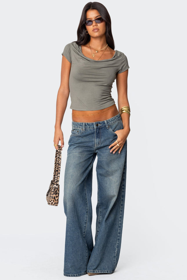 Javi Cowl Neck Top - Gray