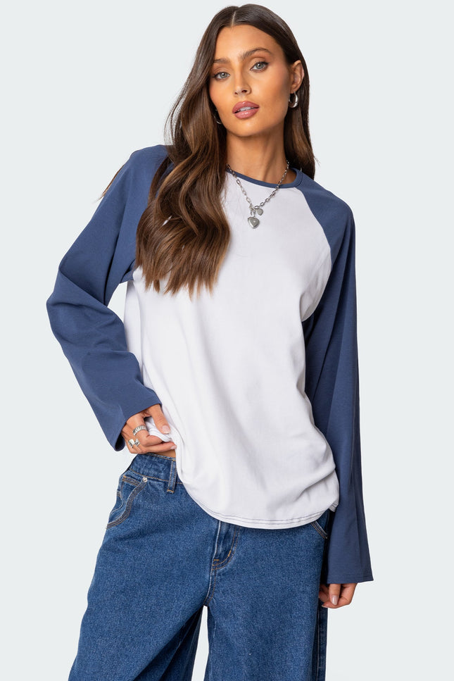 Oversized Raglan Long Sleeve T Shirt - White