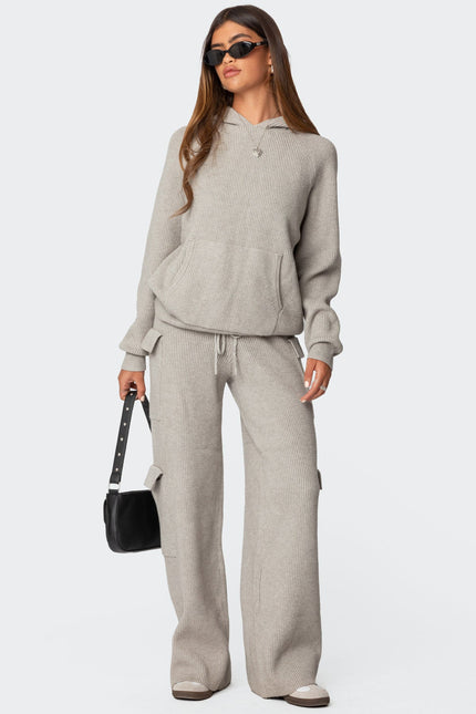 Wynter Oversized Knit Hoodie - Gray Melange