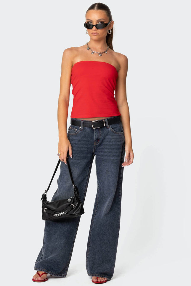 Built In Bra Tube Top - Red