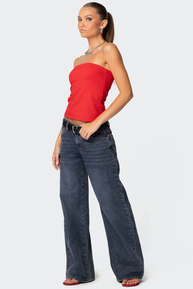 Built In Bra Tube Top - Red