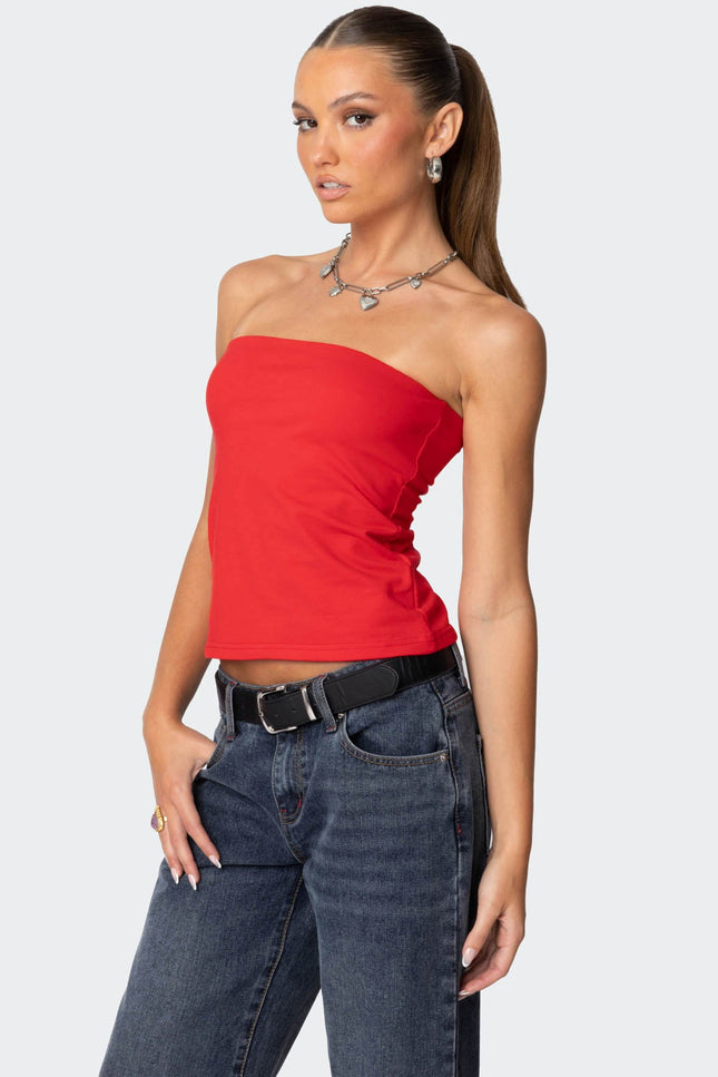 Built In Bra Tube Top - Red