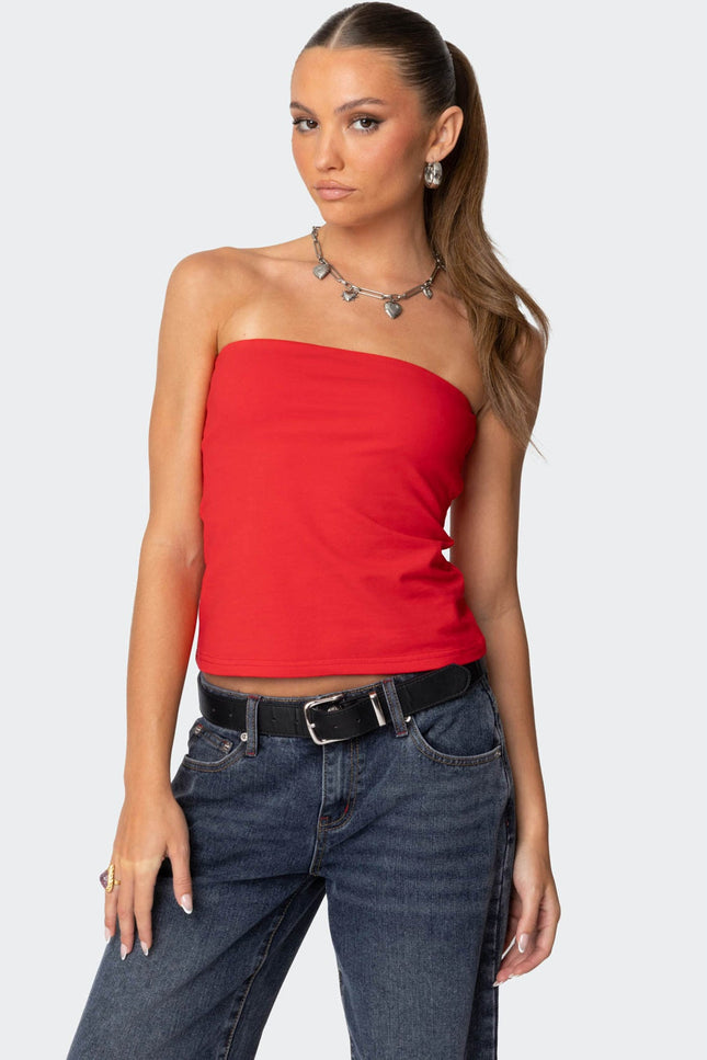 Built In Bra Tube Top - Red
