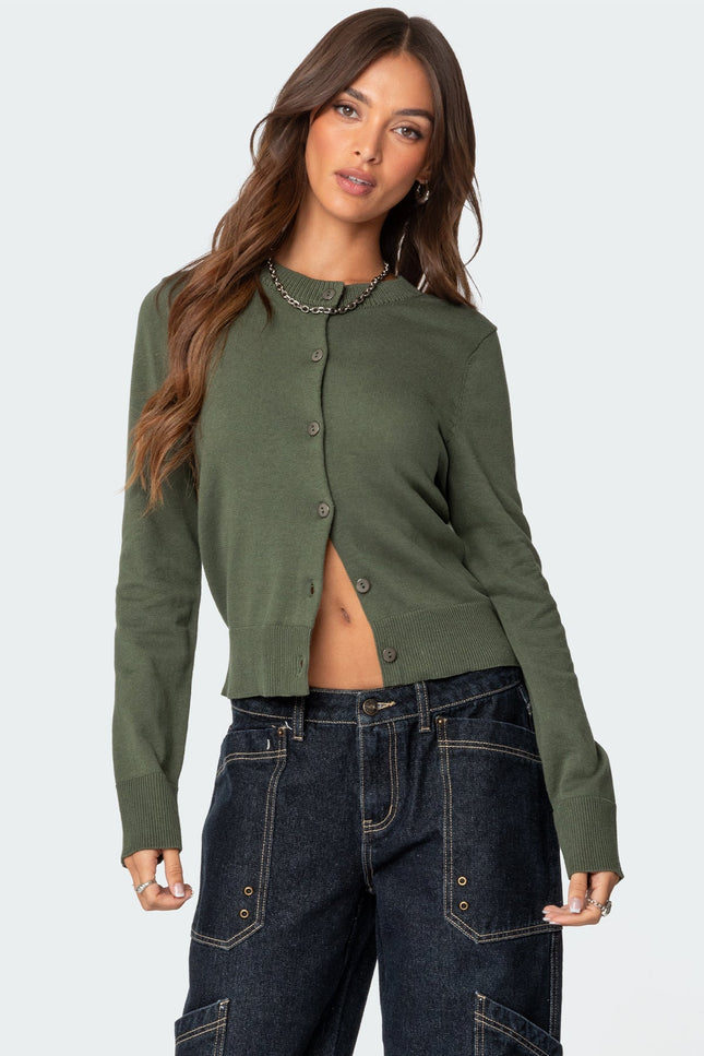 Hollie Button Up Cardigan - Olive