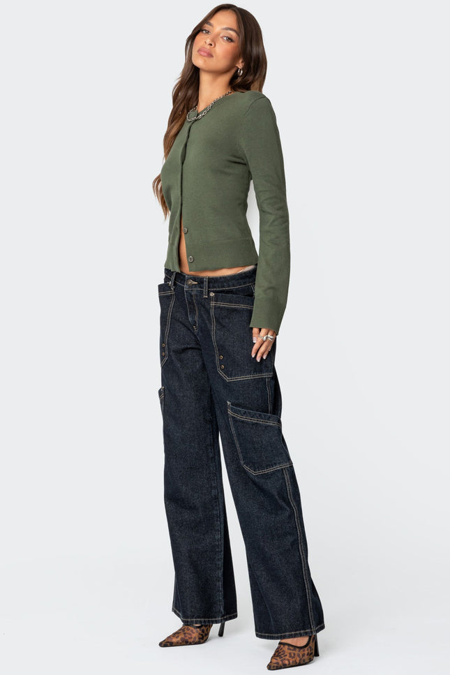 Hollie Button Up Cardigan - Olive