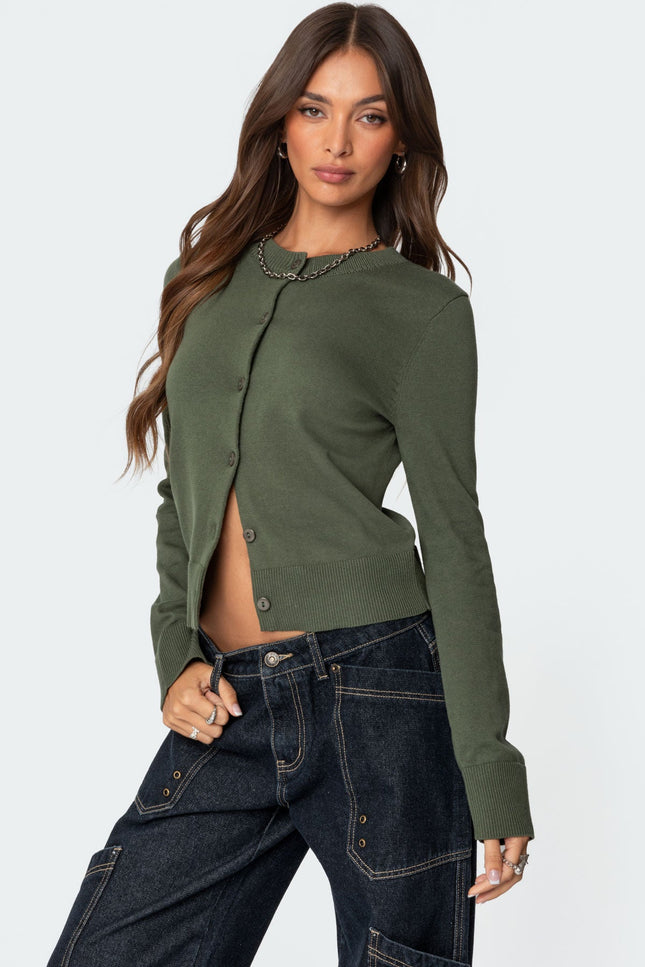 Hollie Button Up Cardigan - Olive