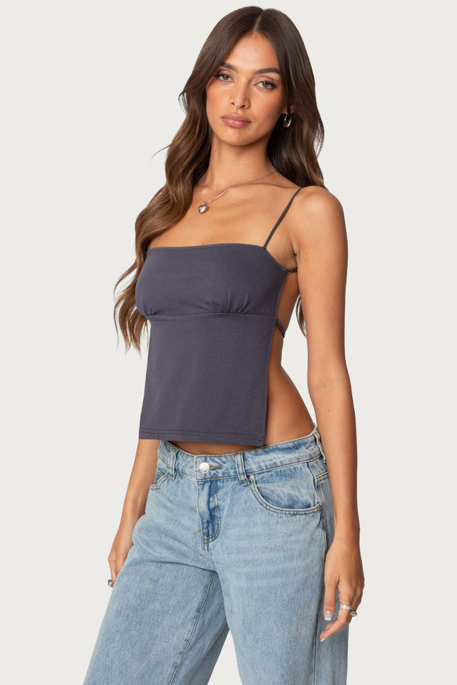 Jinx Open Back Top - Gray