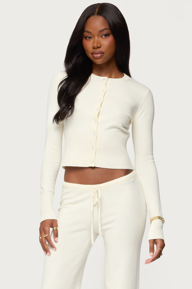Montanna Rib Knit Cardigan - Cream