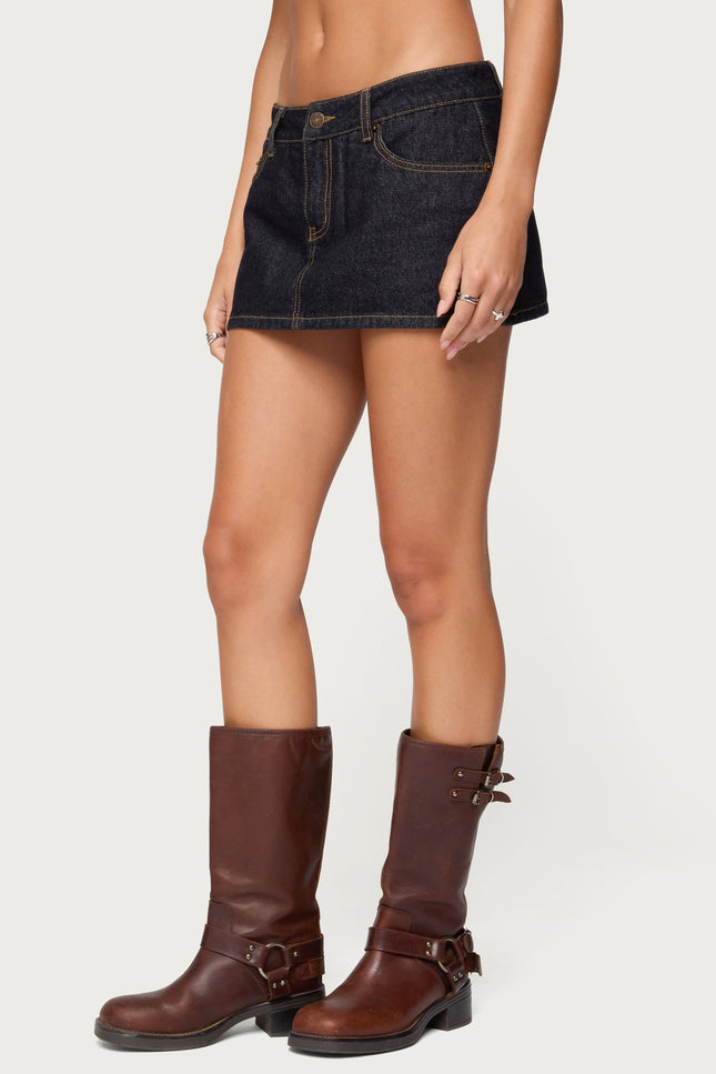 Camelia Denim Mini Skort - Indigo Blue Raw Washed