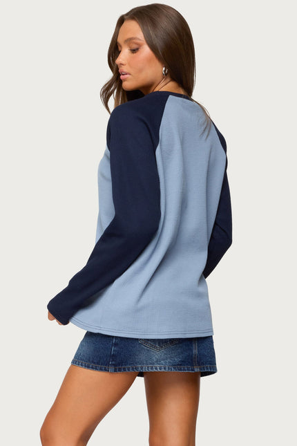 Me Time Oversized Waffle Top - Blue