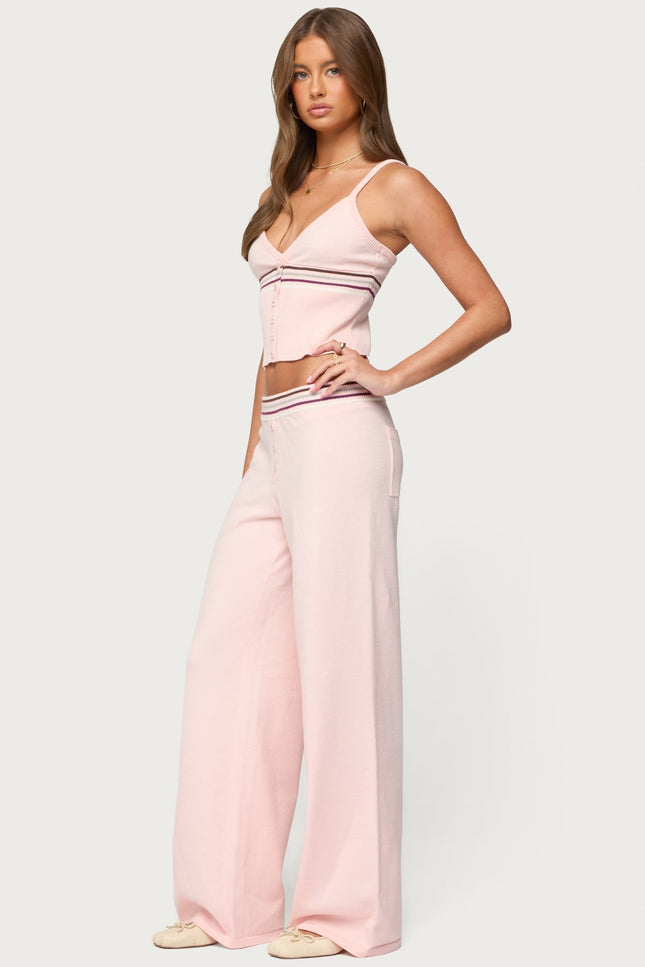 Miya Stripey Knit Pants - Light Pink