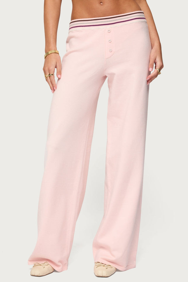 Miya Stripey Knit Pants - Light Pink