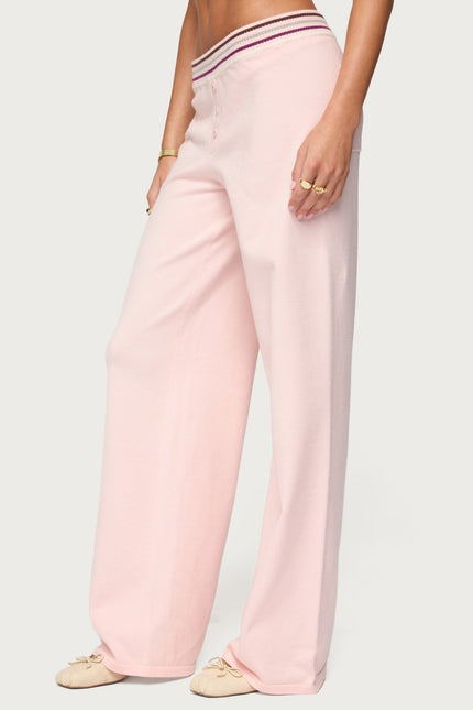 Miya Stripey Knit Pants - Light Pink