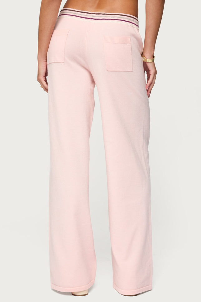 Miya Stripey Knit Pants - Light Pink