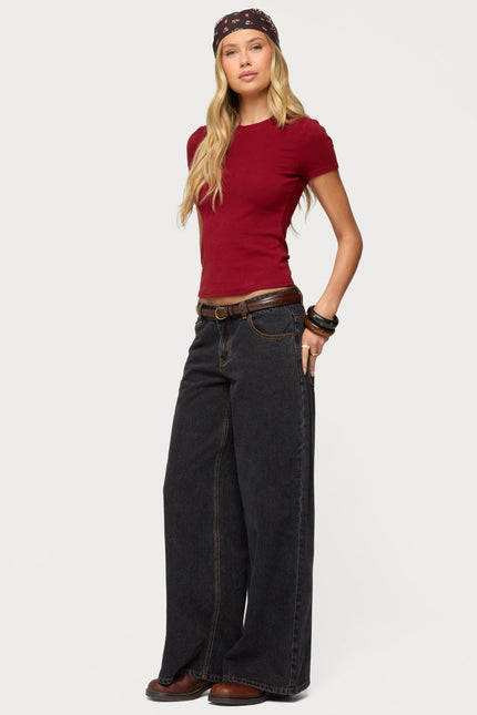 Daphney Ribbed T Shirt - Burgundy