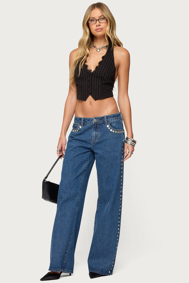 Devon Lacey Pinstripe Halter Top
