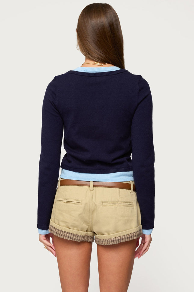 Marthie Layered Knit V Neck Top