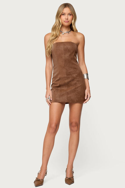 Carina Strapless Faux Suede Mini Dress