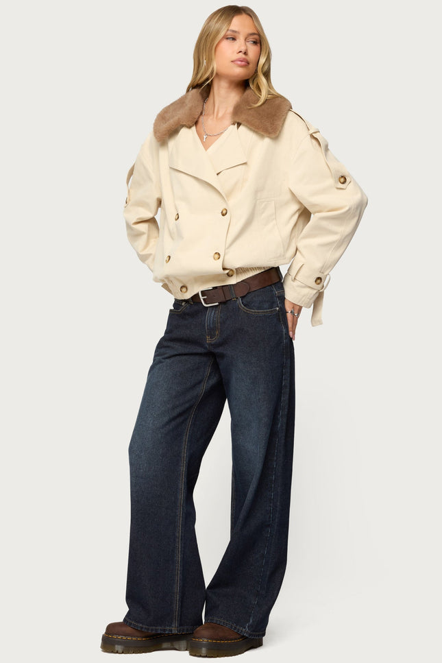 Raelynn Washed Low Rise Baggy Jeans - Dark Blue Washed