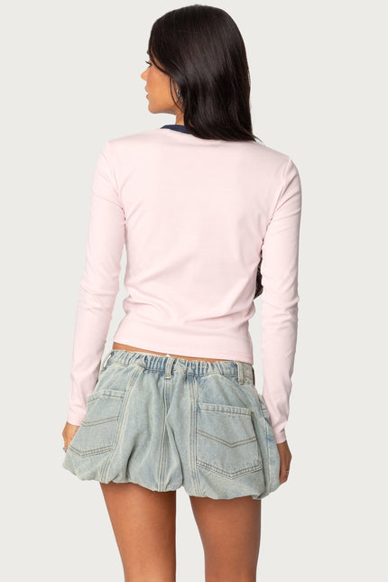 Italy Long Sleeve T Shirt - Light Pink