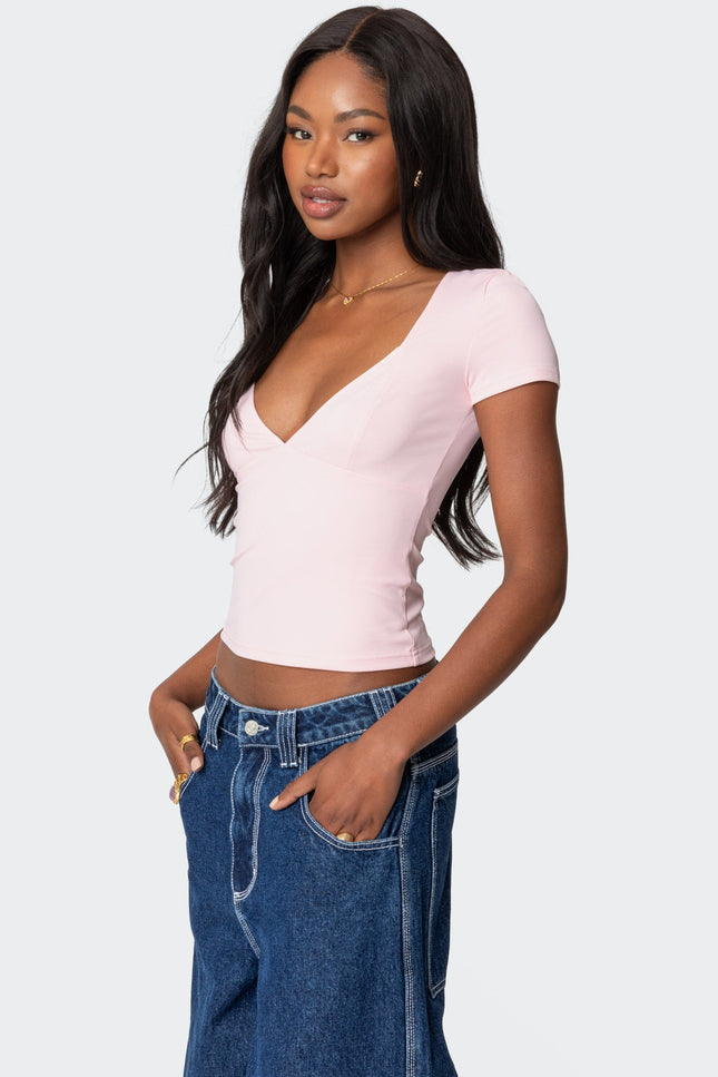 Katia V Neck Top - Pink