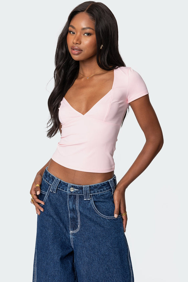 Katia V Neck Top - Pink