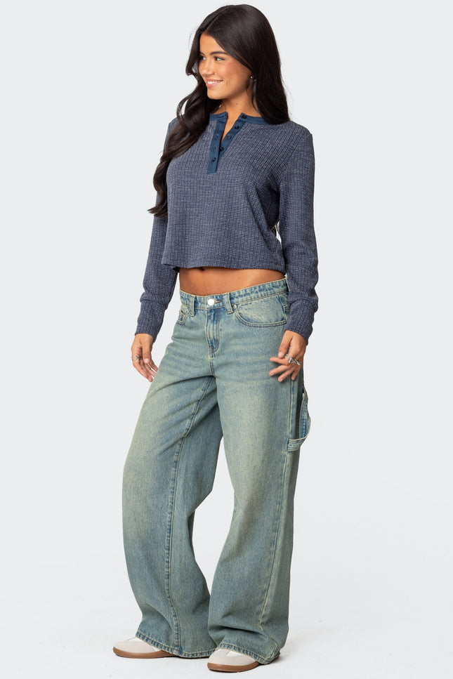 Ruth Henley Waffle Top - Navy