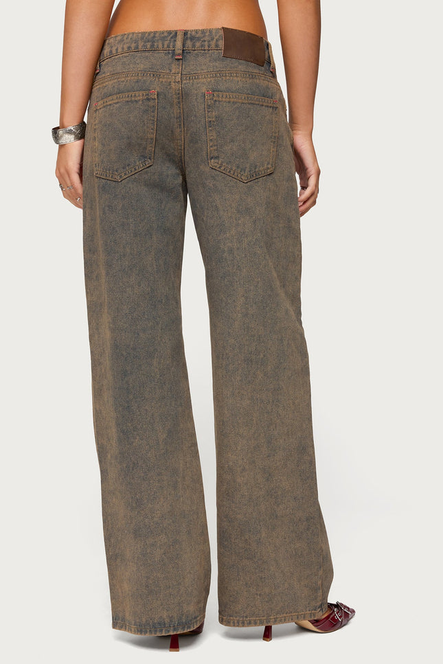 Ace Low Rise Baggy Jeans - Brown Washed