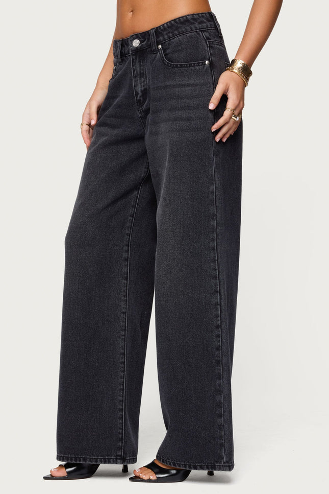 Ery Low Rise Baggy Jeans - Black