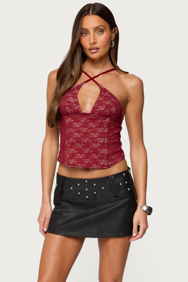 Tyra Crisscross Lace Boned Top